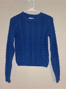 American Eagle Outfitters Royal Blue Cable Knit Crewneck Sweater